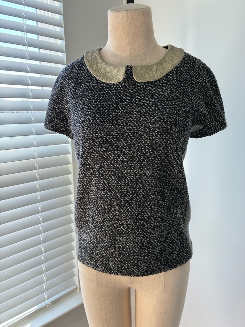 Anthropologie Postage Stamp Women's Peter Pan Collar Blouse